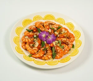 Fried Prawn with Almond Flakes Curry Leaf