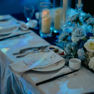 Wedding Table Setup | The Luna Grand Ballroom | WYK Catering