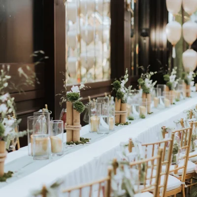 Wedding venue table setup | Ampang Glasshouse | WYK Catering