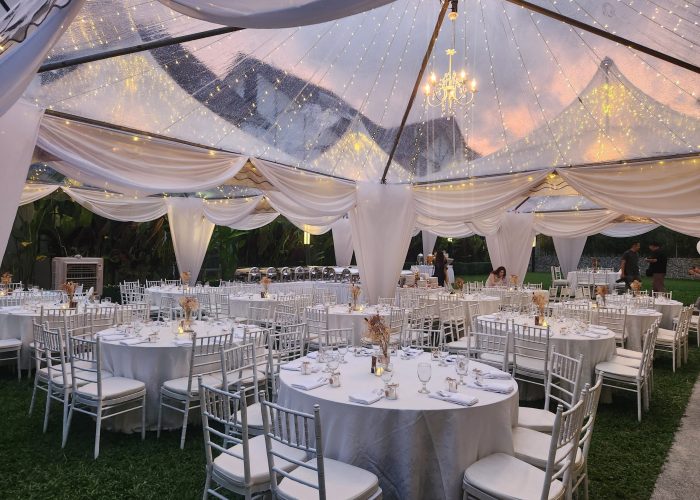 white canopy and table setting at mutiara hillhomes