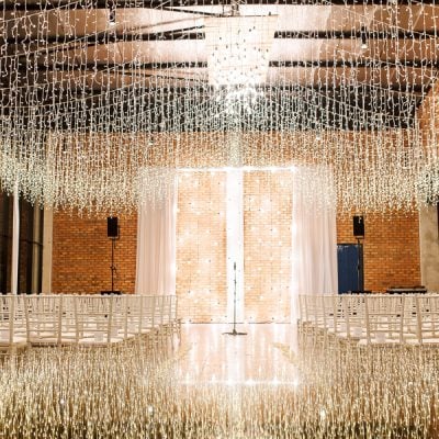 Fairy-light curtain wedding ceremony at The Lobby at EX8, Subang Jaya